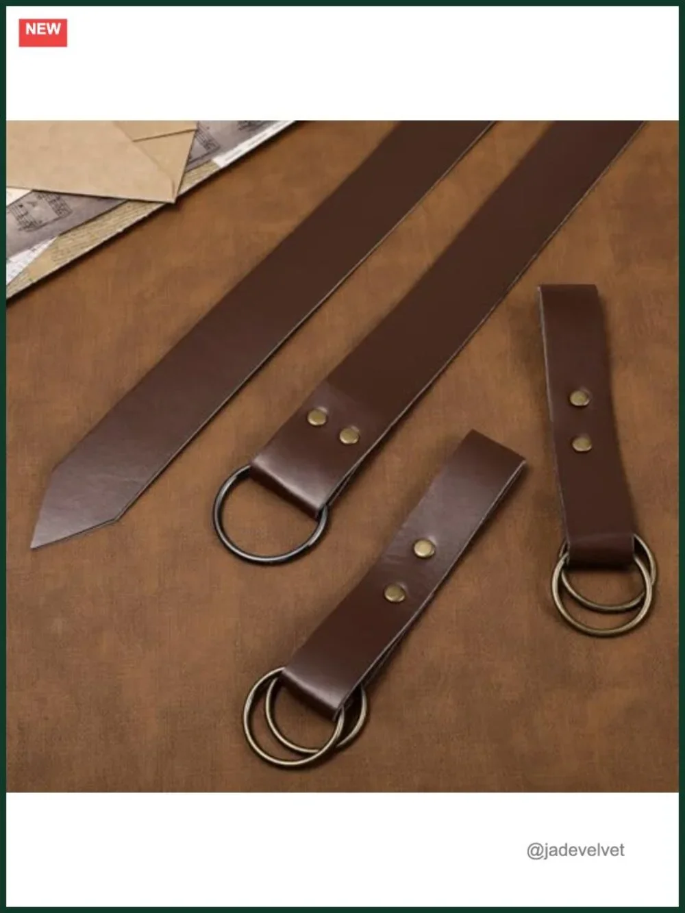 PU Leather Renaissance Belt with Skirt Hikes Set Costume Accessory Adjustable